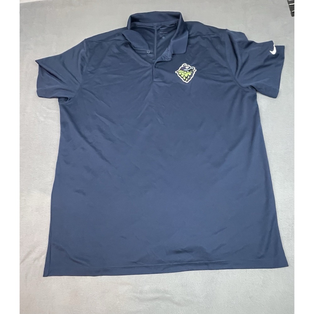 Nike Hillsboro Hoppers Baseball Polo Shirt Mens XL Blue Stretch Lightweight